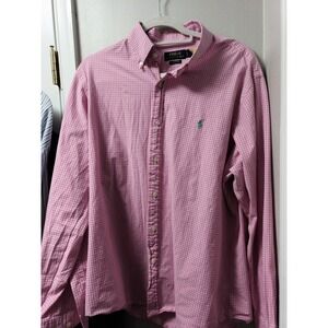 Polo Ralph Lauren Pink Checkered Button-Down Shirt Size  17 1/2– Classic Fit